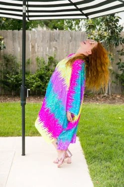 Fringe Co Pastel Firecracker Sequin Short Caftan Caftan Club Collection