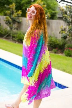Fringe Co Pastel Firecracker Sequin Short Caftan Caftan Club Collection