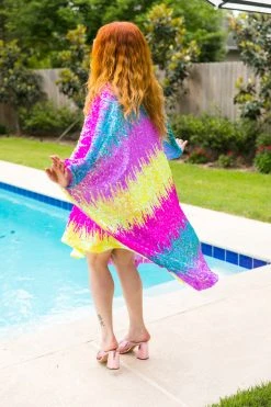 Fringe Co Pastel Firecracker Sequin Short Caftan Caftan Club Collection