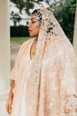 Fringe Co Light Pink Satin Accordion Long Caftan Shop Spring Sparkles