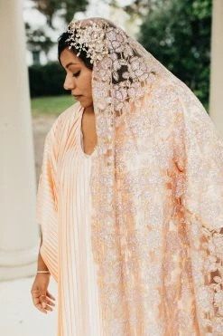 Fringe Co Light Pink Satin Accordion Long Caftan Shop Spring Sparkles