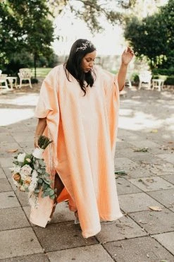 Fringe Co Light Pink Satin Accordion Long Caftan Shop Spring Sparkles