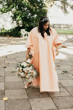 Fringe Co Light Pink Satin Accordion Long Caftan Shop Spring Sparkles