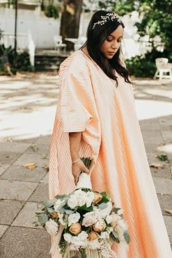 Fringe Co Light Pink Satin Accordion Long Caftan Shop Spring Sparkles