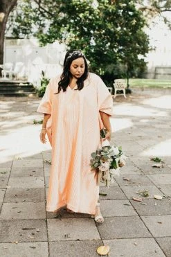 Fringe Co Light Pink Satin Accordion Long Caftan Shop Spring Sparkles