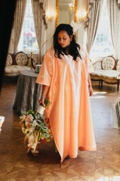 Fringe Co Light Pink Satin Accordion Long Caftan Shop Spring Sparkles