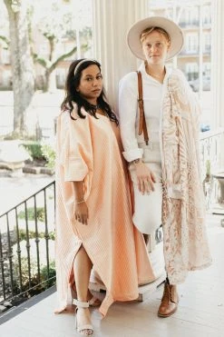 Fringe Co Light Pink Satin Accordion Long Caftan Shop Spring Sparkles