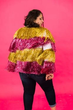 Fringe Co Totally Tinsel Collection Pink And Gold Totally Tinsel Jacket 17 Fringe Co Totally Tinsel Collection Pink And Gold Totally Tinsel Jacket