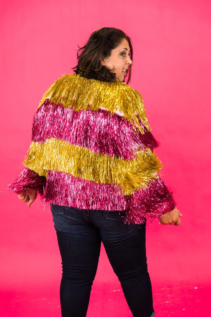 Fringe Co Totally Tinsel Collection Pink And Gold Totally Tinsel Jacket 13 Fringe Co Totally Tinsel Collection Pink And Gold Totally Tinsel Jacket