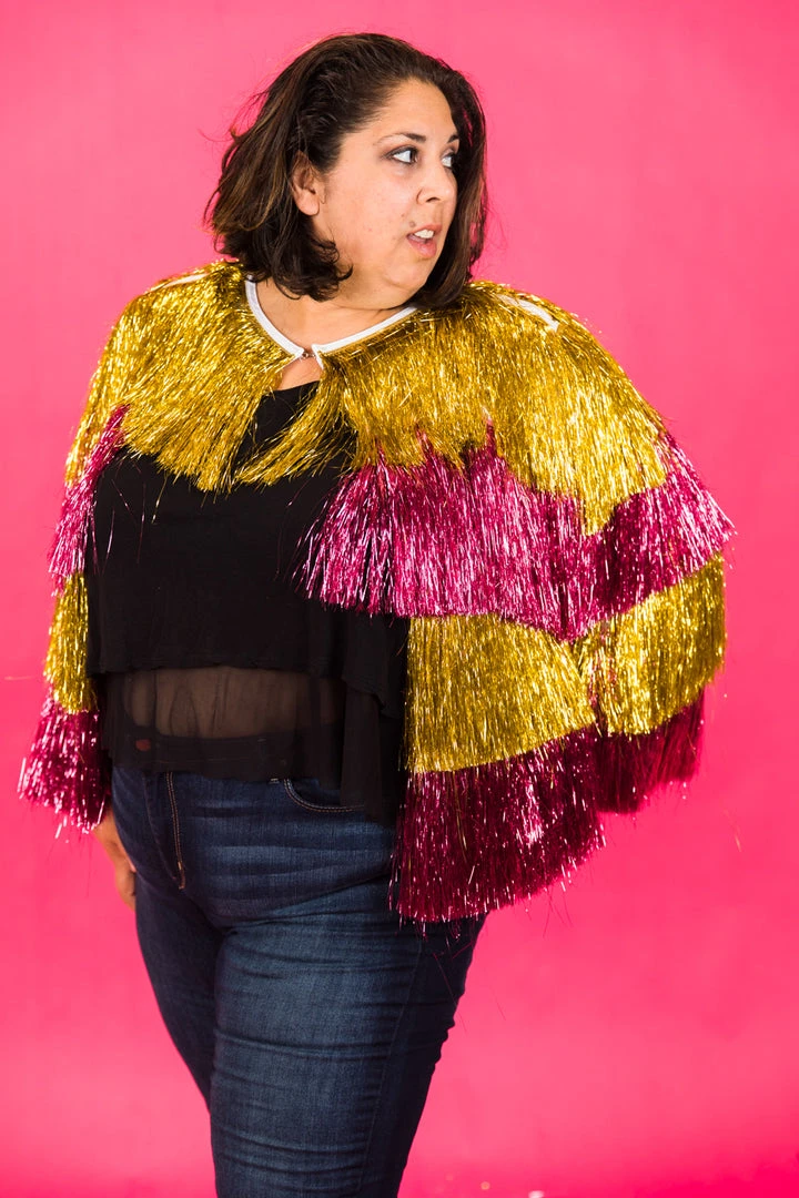 Fringe Co Totally Tinsel Collection Pink And Gold Totally Tinsel Jacket 7 Fringe Co Totally Tinsel Collection Pink And Gold Totally Tinsel Jacket
