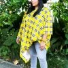 Fringe Co Caftan Club Collection Yellow Plaid Short Caftan