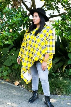 Fringe Co Caftan Club Collection Yellow Plaid Short Caftan