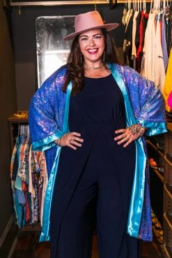 Fringe Co Purple Blue Holographic Sequin Duster Sequin Duster Jackets