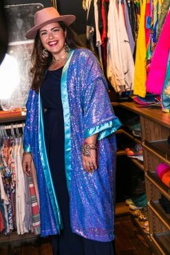 Fringe Co Purple Blue Holographic Sequin Duster Sequin Duster Jackets