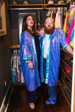 Fringe Co Purple Blue Holographic Sequin Duster Sequin Duster Jackets