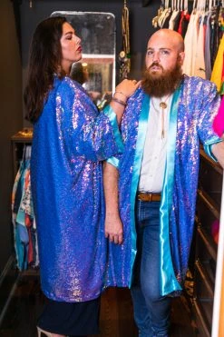 Fringe Co Purple Blue Holographic Sequin Duster Sequin Duster Jackets