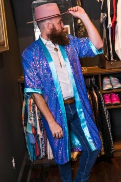 Fringe Co Purple Blue Holographic Sequin Duster Sequin Duster Jackets
