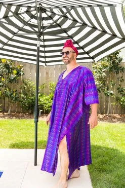 Fringe Co Purple Rainbow Dot Long Caftan