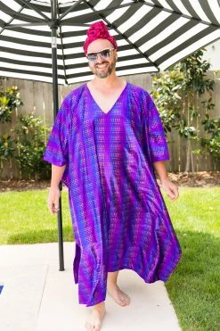Fringe Co Purple Rainbow Dot Long Caftan