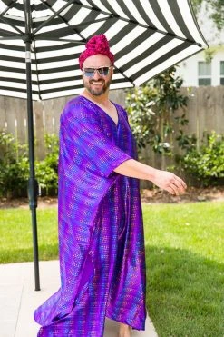 Fringe Co Purple Rainbow Dot Long Caftan