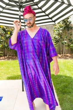 Fringe Co Purple Rainbow Dot Long Caftan