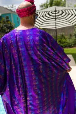 Fringe Co Purple Rainbow Dot Long Caftan