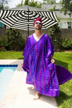 Fringe Co Purple Rainbow Dot Long Caftan