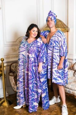 Fringe Co Purple Holographic Embroidered Sequin Long Caftan