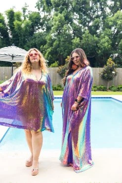 Fringe Co Purple Holographic Long Sequin Caftan