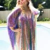 Fringe Co Caftan Club Collection Purple Holographic Sequin Short Caftan