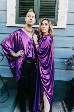 Fringe Co Purple Metallic Lame Long Caftan Caftan Club Collection 14 Fringe Co Purple Metallic Lame Long Caftan Caftan Club Collection