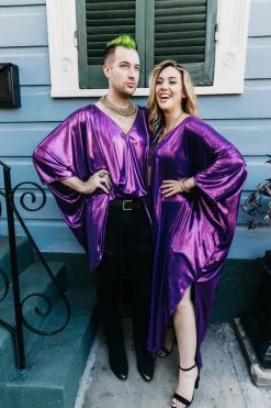 Fringe Co Purple Metallic Lame Long Caftan Caftan Club Collection 19 Fringe Co Purple Metallic Lame Long Caftan Caftan Club Collection