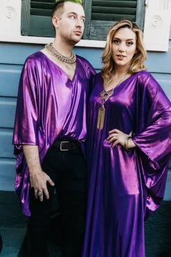 Fringe Co Purple Metallic Lame Long Caftan Caftan Club Collection 16 Fringe Co Purple Metallic Lame Long Caftan Caftan Club Collection