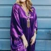 Fringe Co Purple Metallic Lame Long Caftan Caftan Club Collection
