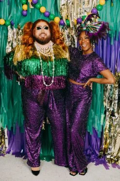 Fringe Co Purple Sequin Party Pants Sequin Collection