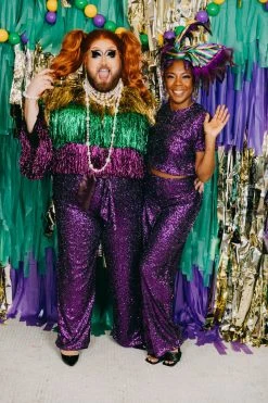 Fringe Co Purple Sequin Party Pants Sequin Collection