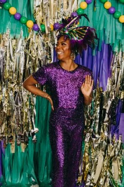 Fringe Co Purple Sequin Party Pants Sequin Collection