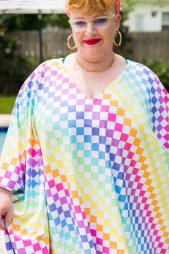 Fringe Co Rainbow Check Long Caftan