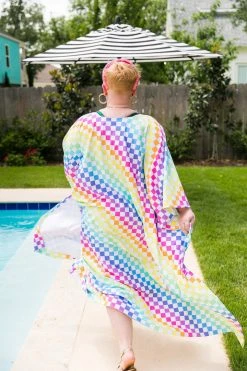 Fringe Co Rainbow Check Long Caftan