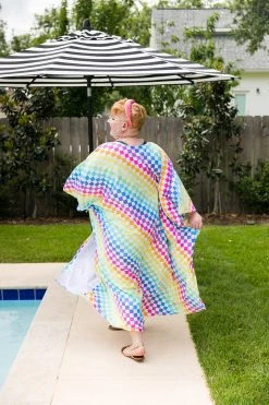 Fringe Co Rainbow Check Long Caftan