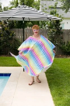 Fringe Co Rainbow Check Long Caftan