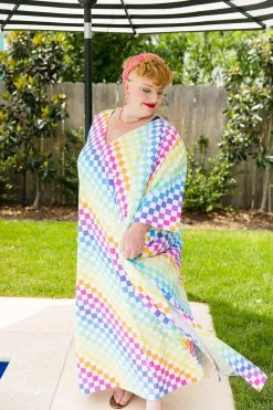 Fringe Co Rainbow Check Long Caftan