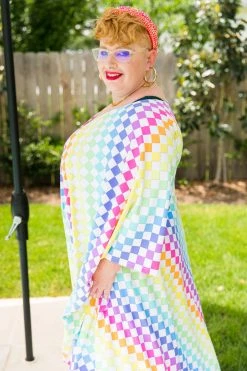 Fringe Co Rainbow Check Long Caftan