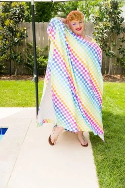 Fringe Co Rainbow Check Long Caftan