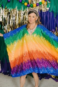 Fringe Co Firecracker Rainbow Sequin Short Caftan Caftan Club Collection