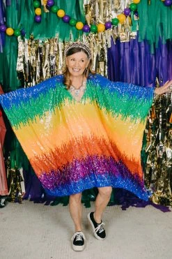 Fringe Co Firecracker Rainbow Sequin Short Caftan Caftan Club Collection