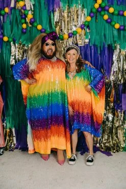 Fringe Co Firecracker Rainbow Sequin Short Caftan Caftan Club Collection
