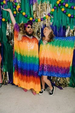 Fringe Co Firecracker Rainbow Sequin Short Caftan Caftan Club Collection