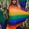 Fringe Co Caftan Club Collection Firecracker Rainbow Sequin Long Caftan
