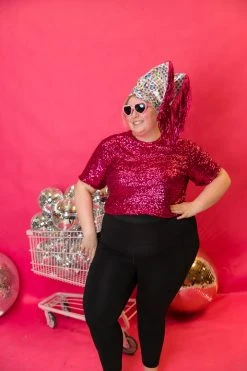 Fringe Co Raspberry Sequin Party Crop Shop Spring Sparkles